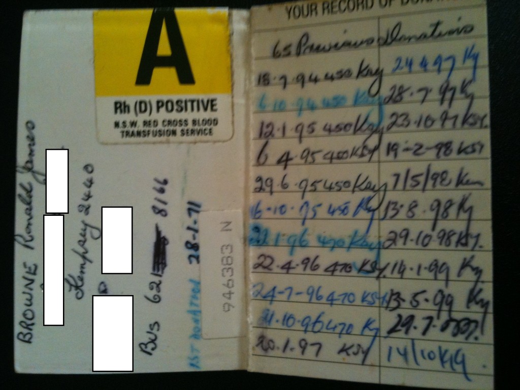 blood donor card blood donor card